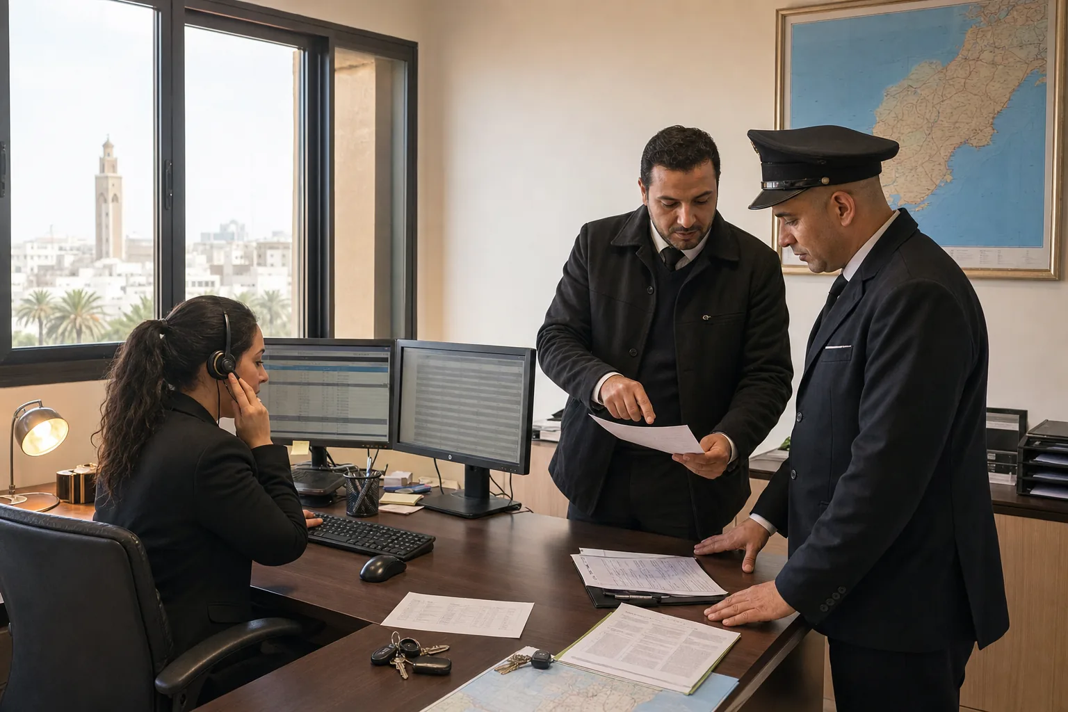 Casablanca transfer dispatch team coordinating airport pickups